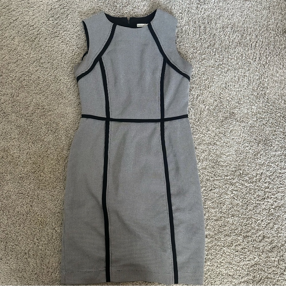 Sandra Darren Monochrome Houndstooth Dress